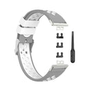 For Huawei Watch Fit 18mm Clasp Style Silicone Two-color Watch Band(Grey+White)