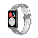 For Huawei Watch Fit 18mm Clasp Style Silicone Two-color Watch Band(Grey+White)