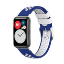 For Huawei Watch Fit 18mm Clasp Style Silicone Two-color Watch Band(Blue+White)