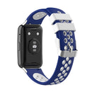 For Huawei Watch Fit 18mm Clasp Style Silicone Two-color Watch Band(Blue+White)