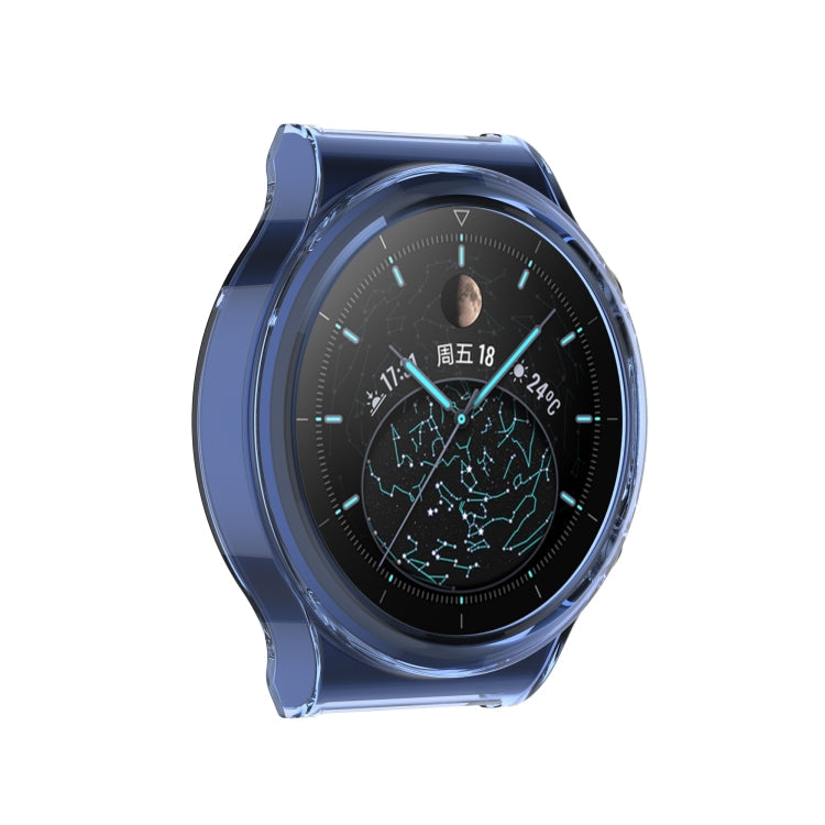 For Huawei Watch GT 2 Pro / GT 2 ECG Half Coverage Hollowed TPU Protective Case(Transparent Blue)