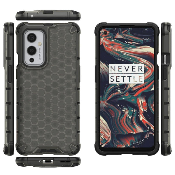 For OnePlus 9 Shockproof Honeycomb PC + TPU Case(Black)