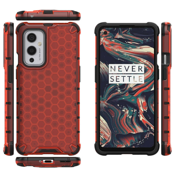 For OnePlus 9 Shockproof Honeycomb PC + TPU Case(Red)