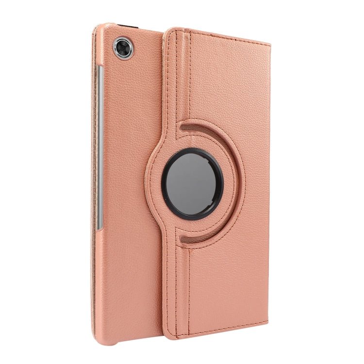 For Lenovo Tab M10 Plus 10.3 360 Degree Rotation Litchi Texture Flip Leather Case with Holder(Rose Gold)