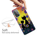 For Samsung Galaxy A32 4G Shockproof Painted Transparent TPU Protective Case(Oil Painting Black Cat)