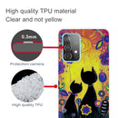 For Samsung Galaxy A32 4G Shockproof Painted Transparent TPU Protective Case(Oil Painting Black Cat)