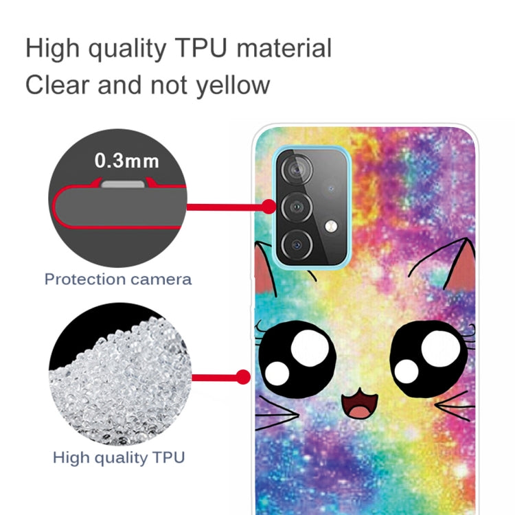 For Samsung Galaxy A32 4G Shockproof Painted Transparent TPU Protective Case(Starry Cute Cat)