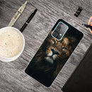For Samsung Galaxy A32 4G Shockproof Painted Transparent TPU Protective Case(Yellow Lion)