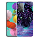 For Samsung Galaxy A32 4G Shockproof Painted Transparent TPU Protective Case(Purple Tiger)