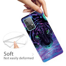 For Samsung Galaxy A32 4G Shockproof Painted Transparent TPU Protective Case(Purple Tiger)
