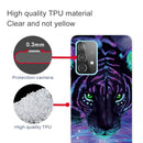 For Samsung Galaxy A32 4G Shockproof Painted Transparent TPU Protective Case(Purple Tiger)