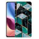 For Xiaomi Redmi K40 / K40 Pro Frosted Fashion Marble Shockproof TPU Protective Case(Rhombus Dark Green)