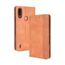 For Motorola Moto E7 Power Magnetic Buckle Retro Texture Horizontal Flip Leather Case with Holder & Card Slots & Photo Frame(Brown)