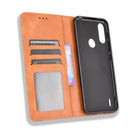 For Motorola Moto E7 Power Magnetic Buckle Retro Texture Horizontal Flip Leather Case with Holder & Card Slots & Photo Frame(Brown)
