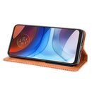 For Motorola Moto E7 Power Magnetic Buckle Retro Texture Horizontal Flip Leather Case with Holder & Card Slots & Photo Frame(Brown)