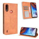 For Motorola Moto E7 Power Magnetic Buckle Retro Texture Horizontal Flip Leather Case with Holder & Card Slots & Photo Frame(Brown)