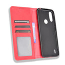 For Motorola Moto E7 Power Magnetic Buckle Retro Texture Horizontal Flip Leather Case with Holder & Card Slots & Photo Frame(Red)