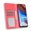 For Motorola Moto E7 Power Magnetic Buckle Retro Texture Horizontal Flip Leather Case with Holder & Card Slots & Photo Frame(Red)