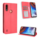 For Motorola Moto E7 Power Magnetic Buckle Retro Texture Horizontal Flip Leather Case with Holder & Card Slots & Photo Frame(Red)