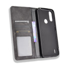 For Motorola Moto E7 Power Magnetic Buckle Retro Texture Horizontal Flip Leather Case with Holder & Card Slots & Photo Frame(Black)