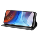 For Motorola Moto E7 Power Magnetic Buckle Retro Texture Horizontal Flip Leather Case with Holder & Card Slots & Photo Frame(Black)