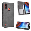 For Motorola Moto E7 Power Magnetic Buckle Retro Texture Horizontal Flip Leather Case with Holder & Card Slots & Photo Frame(Black)