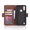For Motorola Moto E6i Skin Feel Calf Pattern Horizontal Flip Leather Case with Holder & Card Slots & Photo Frame(Brown)