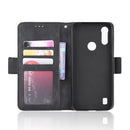 For Motorola Moto E6i Skin Feel Calf Pattern Horizontal Flip Leather Case with Holder & Card Slots & Photo Frame(Black)