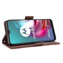 For Motorola Moto G30 Skin Feel Calf Pattern Horizontal Flip Leather Case with Holder & Card Slots & Photo Frame(Brown)