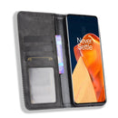 For OnePlus 9 Pro Magnetic Buckle Retro Crazy Horse Texture Horizontal Flip Leather Case with Holder & Card Slots & Photo Frame(Black)
