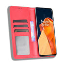 For OnePlus 9 Pro Magnetic Buckle Retro Crazy Horse Texture Horizontal Flip Leather Case with Holder & Card Slots & Photo Frame(Red)