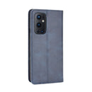 For OnePlus 9 Pro Magnetic Buckle Retro Crazy Horse Texture Horizontal Flip Leather Case with Holder & Card Slots & Photo Frame(Blue)