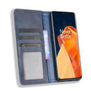 For OnePlus 9 Pro Magnetic Buckle Retro Crazy Horse Texture Horizontal Flip Leather Case with Holder & Card Slots & Photo Frame(Blue)