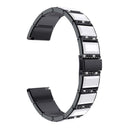 For Samsung Galaxy Watch Active2 44mm / Watch Active2 40mm / Watch Active Stainless Steel Diamond Encrusted Watch Band(Black+White)