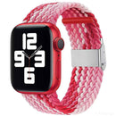 Braided + Stainless Steel Watch Band For Apple Watch Series 7 41mm / 6 & SE & 5 & 4 40mm / 3 & 2 & 1 38mm(Z Pattern Red Powder)