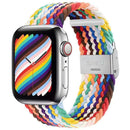 Braided + Stainless Steel Watch Band For Apple Watch Series 7 41mm / 6 & SE & 5 & 4 40mm / 3 & 2 & 1 38mm(Rainbow)
