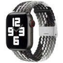 Braided + Stainless Steel Watch Band For Apple Watch Series 7 41mm / 6 & SE & 5 & 4 40mm / 3 & 2 & 1 38mm(Black Color)