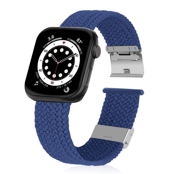 Braided + Stainless Steel Watch Band For Apple Watch Series 7 41mm / 6 & SE & 5 & 4 40mm / 3 & 2 & 1 38mm(Cold Sea Blue)
