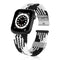Braided + Stainless Steel Watch Band For Apple Watch Series 7 41mm / 6 & SE & 5 & 4 40mm / 3 & 2 & 1 38mm(Vertical Black White)
