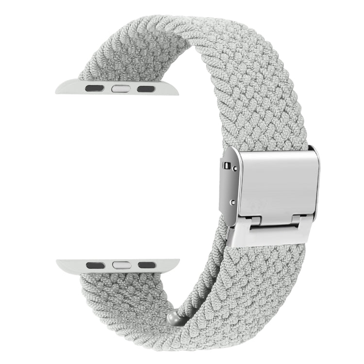 Braided + Stainless Steel Watch Band For Apple Watch Series 7 41mm / 6 & SE & 5 & 4 40mm / 3 & 2 & 1 38mm(White)