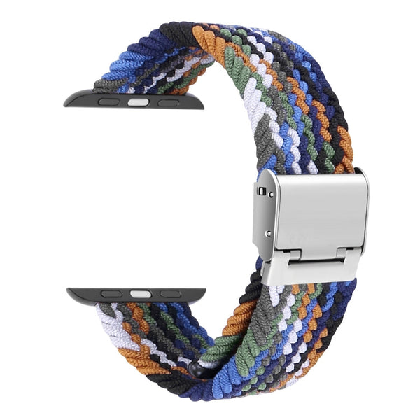 Braided + Stainless Steel Watch Band For Apple Watch Series 7 41mm / 6 & SE & 5 & 4 40mm / 3 & 2 & 1 38mm(Multicolor)