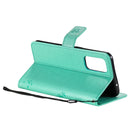 For OPPO Reno5 5G Tree & Cat Pattern Pressed Printing Horizontal Flip PU Leather Case with Holder & Card Slots & Wallet & Lanyard(Green)