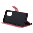 For OPPO Reno5 5G Tree & Cat Pattern Pressed Printing Horizontal Flip PU Leather Case with Holder & Card Slots & Wallet & Lanyard(Rose Gold)