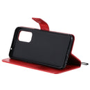 For OPPO Reno5 5G Tree & Cat Pattern Pressed Printing Horizontal Flip PU Leather Case with Holder & Card Slots & Wallet & Lanyard(Red)