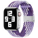 Braided + Stainless Steel Watch Band For Apple Watch Series 7 45mm / 6 & SE & 5 & 4 44mm / 3 & 2 & 1 42mm(Grape Purple)
