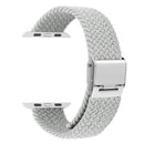 Braided + Stainless Steel Watch Band For Apple Watch Series 7 45mm / 6 & SE & 5 & 4 44mm / 3 & 2 & 1 42mm(White)