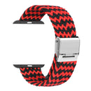 Braided + Stainless Steel Watch Band For Apple Watch Series 7 45mm / 6 & SE & 5 & 4 44mm / 3 & 2 & 1 42mm(Horizontal Black Red)