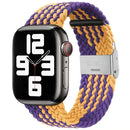 Braided + Stainless Steel Watch Band For Apple Watch Series 7 45mm / 6 & SE & 5 & 4 44mm / 3 & 2 & 1 42mm (Rainbow)