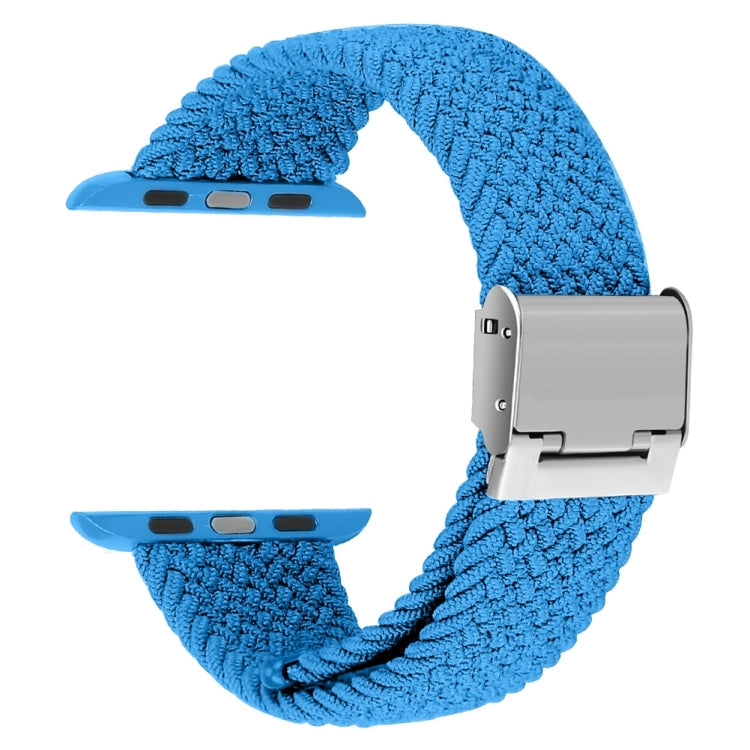 Braided + Stainless Steel Watch Band For Apple Watch Series 7 45mm / 6 & SE & 5 & 4 44mm / 3 & 2 & 1 42mm(Blue)