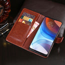 For Motorola Moto E7 Power idewei Crazy Horse Texture Horizontal Flip Leather Case with Holder & Card Slots & Wallet(White)